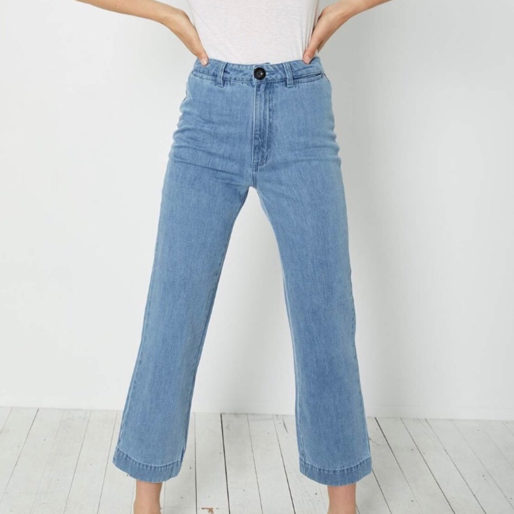 Rollas Slim Sailor Pant in Washed Denim